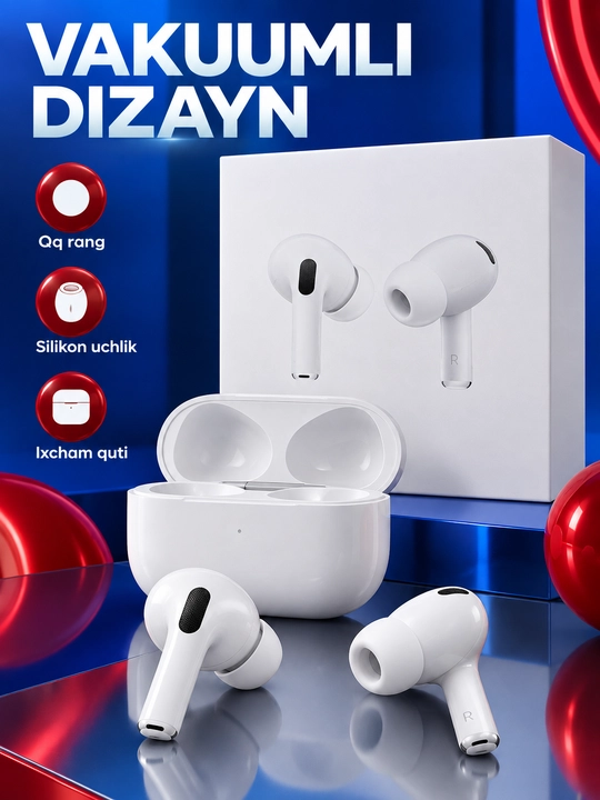 Simsiz Bluetooth quloqchinlar, vakuumli va vakuumsiz, quvvatlash qutisi bilan