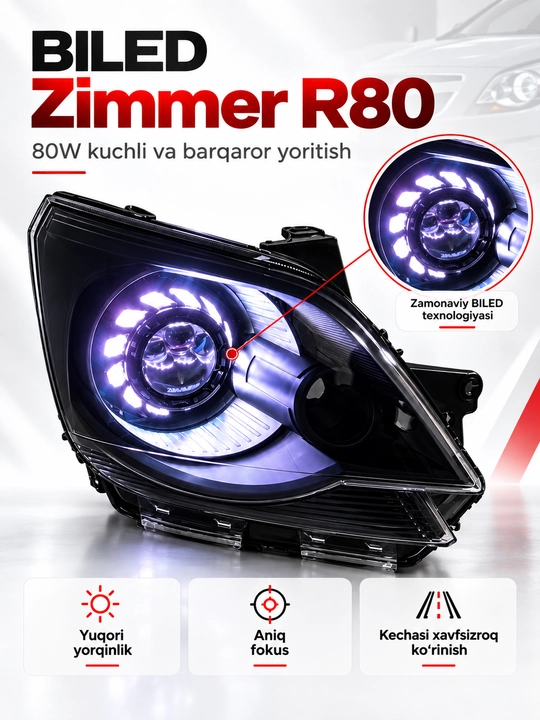 Тюнинг фара Chevrolet Cobalt, tuning фары с BiLED Zimmer R80 и RGB-подсветкой
