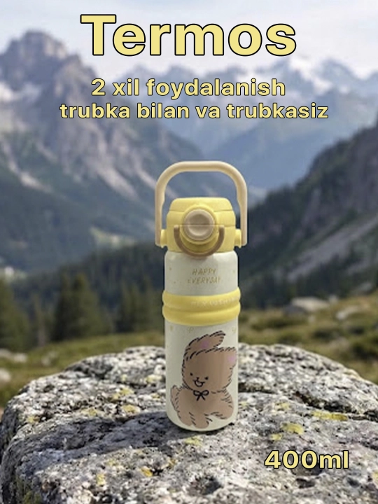 Naychali termos, bolalar uchun 500 ml trubkali va trubkasiz termos, 2ta foydalanish mumkin - 