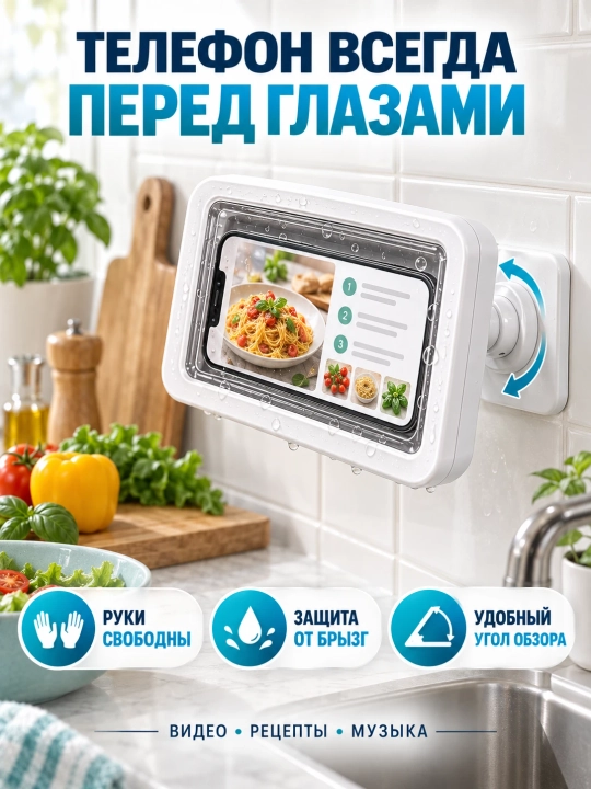 Влагозащищённый держатель для телефона на стену, для ванной и кухни