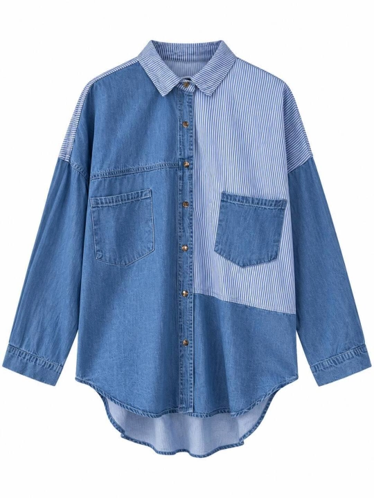 Uzun yengli ayollar jinsi ko‘ylagi, denim - 