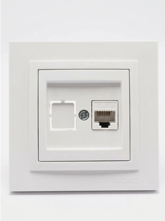 MONO kompyuter rozetkasi, internet kabel uchun RJ45 Cat6, oq - 