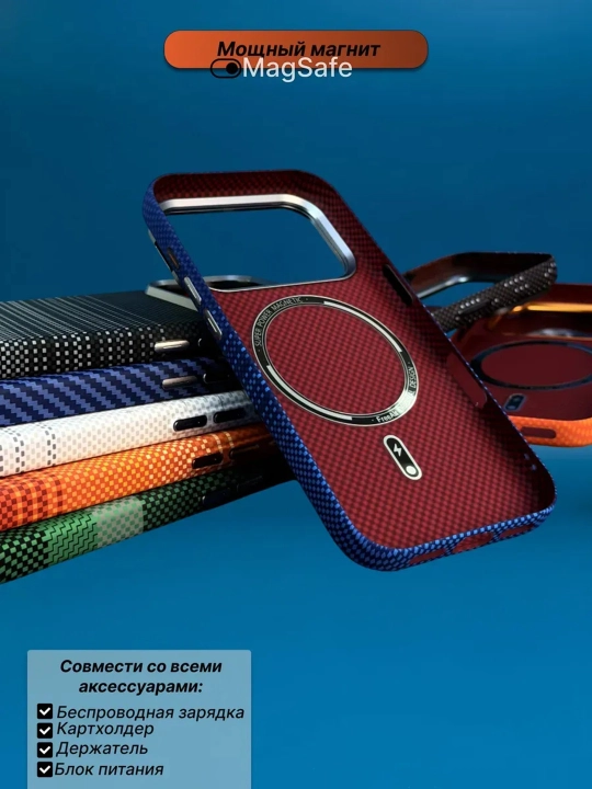 IPhone uchun karbon dizaynli MagSafe himoya g‘ilofi 13 Pro – 18 Pro Max