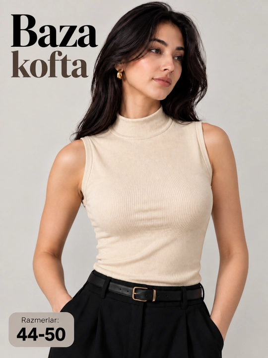 Кроп-топ со стойкой, женская базовая кофта без рукавов, 95% хлопок, размеры 44–50, Китай
