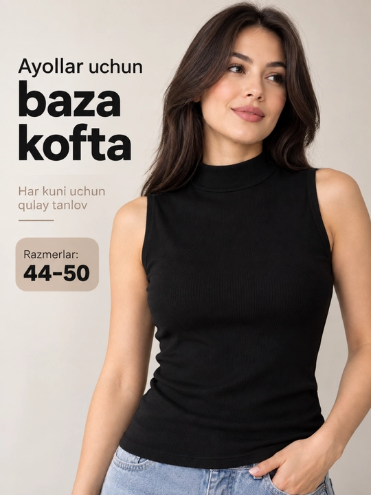 Кроп-топ со стойкой, женская базовая кофта без рукавов, 95% хлопок, размеры 44–50, Китай