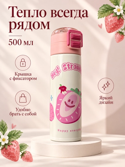 Bolalar uchun termos, ikki xil ochilish, trubkali va keng og'izli, 500 ml - 