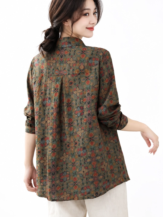 Ko‘ylak bluzka, ayollar uchun, ip gazlamadan, kichik o‘lchamda - kattaroq o‘lchamga buyurtma bering, M-4XL