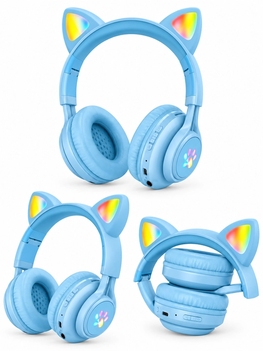 Bolalar uchun HOCO W39 simsiz quloqchinlari, mushuk quloqchali, Bluetooth 5.3, chiroqli