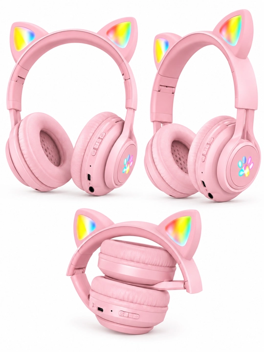 Bolalar uchun HOCO W39 simsiz quloqchinlari, mushuk quloqchali, Bluetooth 5.3, chiroqli
