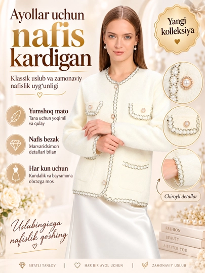 Old Money uslubidagi ayollar tvid jaketi, oq, oltin bezakli tugmali, Shein - 