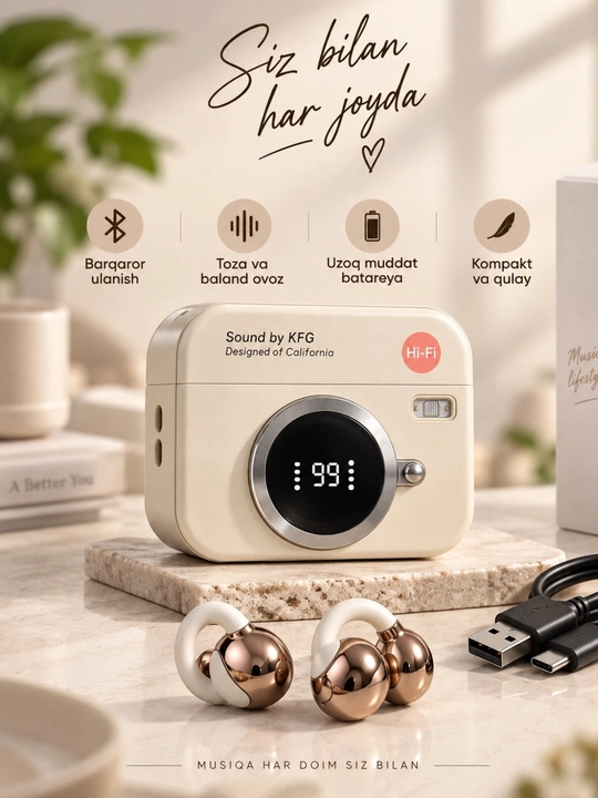 Simsiz Bluetooth quloqchinlar, sensorli boshqaruv va sifatli ovoz bilan