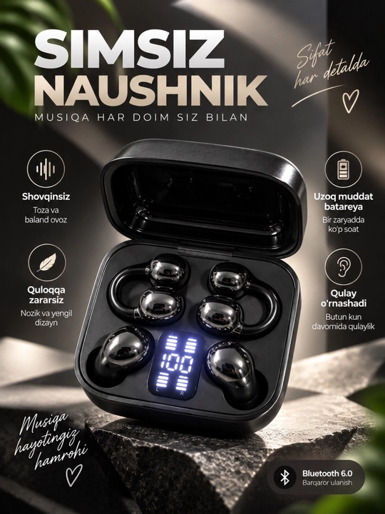 Simsiz Bluetooth quloqchinlar, sensorli boshqaruv va sifatli ovoz bilan