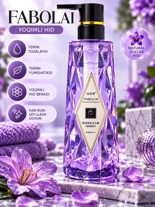 FABOL’AI гель для душа, ароматизированный гель для тела с цветочным ароматом, 650 мл