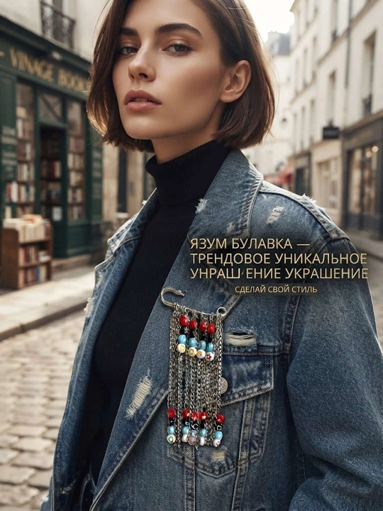 Брошь булавка с цепочками