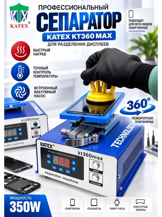 Универсальный сепаратор ЖК-дисплеев для мобильных телефонов KATEX KT360 Max