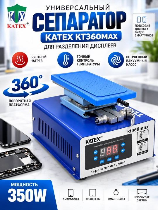 Универсальный сепаратор ЖК-дисплеев для мобильных телефонов KATEX KT360 Max