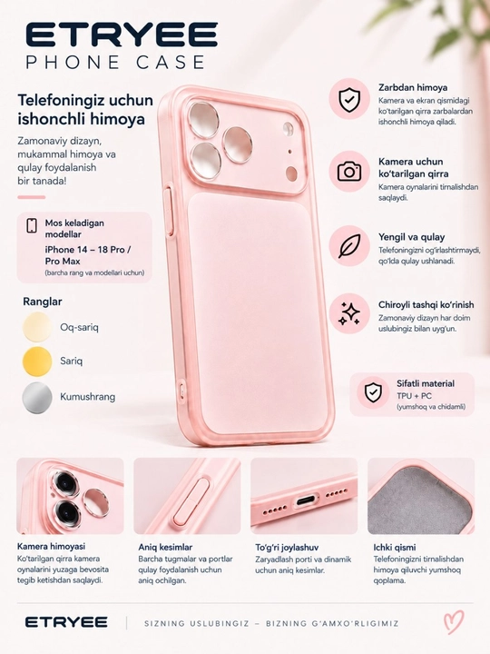 iPhone uchun UTRYEE Premium Phone Case g'iloflar - 