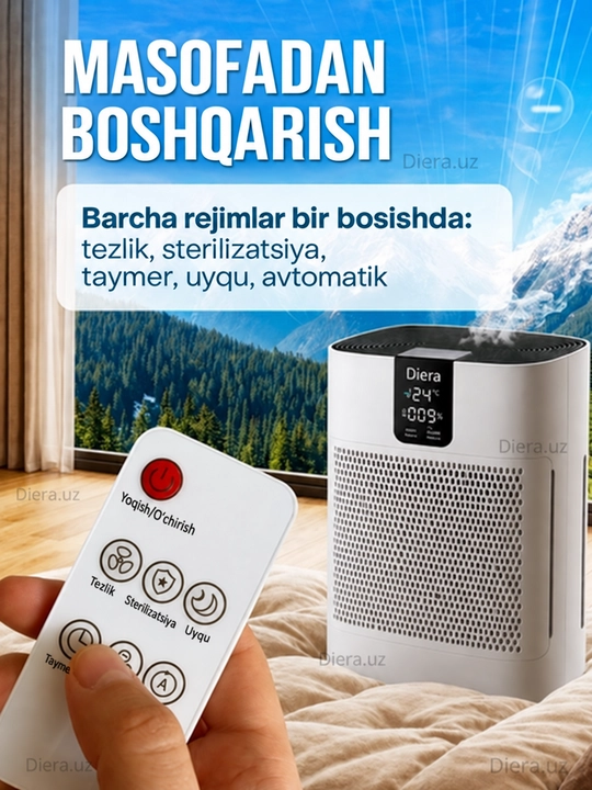 Очиститель воздуха, HEPA-фильтр, 60 м², очистка 99%, воздухоочиститель от аллергенов DIERA