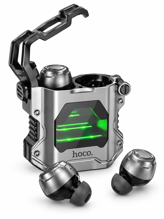 HOCO EW33 simsiz Bluetooth 5.3 TWS quloqchinlari, mikrofonli, LED chiroqli, metall g‘ilof