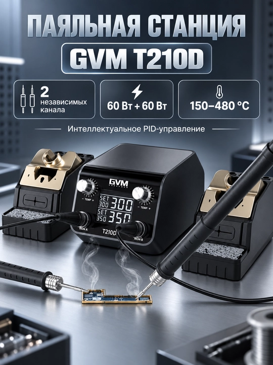 SUNSHINE GVM T210D, 60W, 2 kanalli, 2 pаykalnik, C210-I/C210-K uchlari