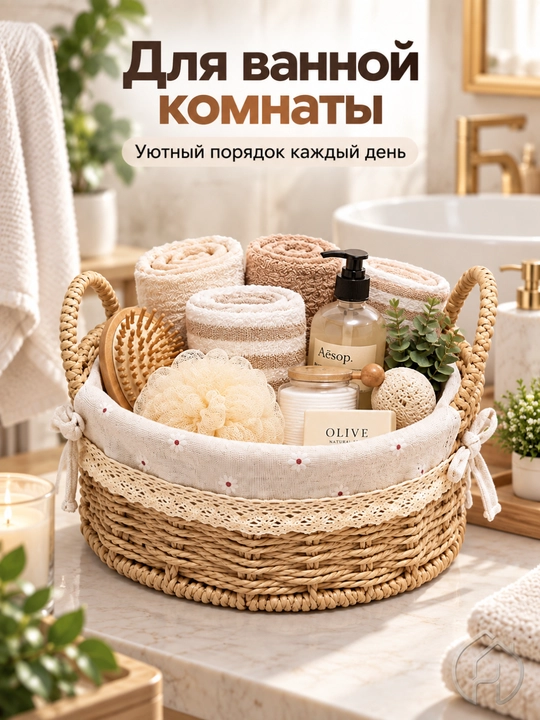 Круглая корзина-органайзер для хранения косметики и мелочей, 21 x 21 x 9 см db-140-120 - 