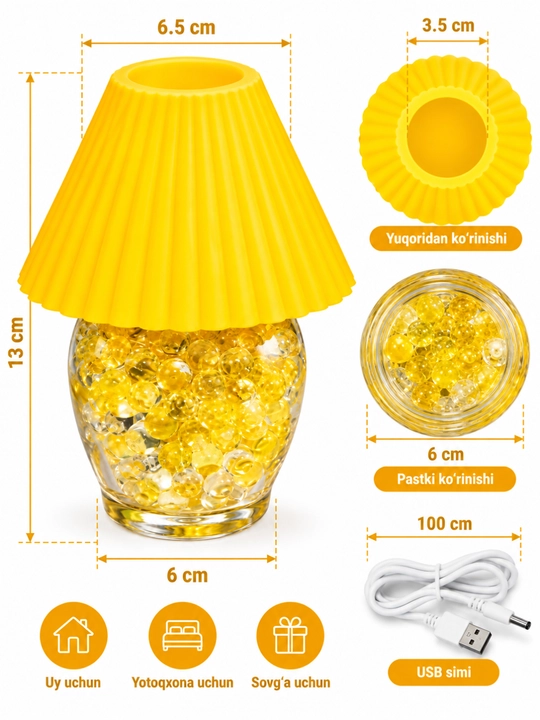 Rangli dekorativ svetilnik LED tungi chiroq USB lampa uy yotoqxona uchun