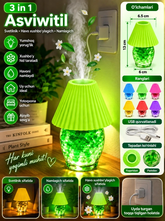 Rangli dekorativ svetilnik LED tungi chiroq USB lampa uy yotoqxona uchun