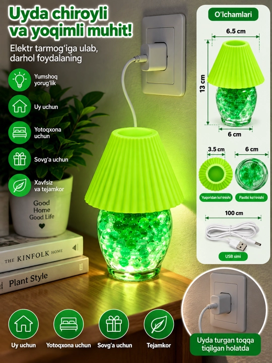 Rangli dekorativ svetilnik LED tungi chiroq USB lampa uy yotoqxona uchun