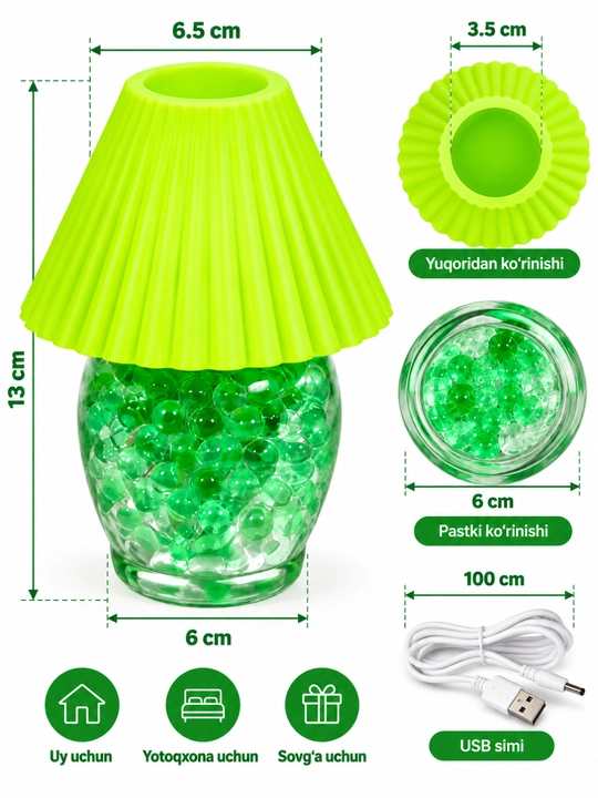 Rangli dekorativ svetilnik LED tungi chiroq USB lampa uy yotoqxona uchun