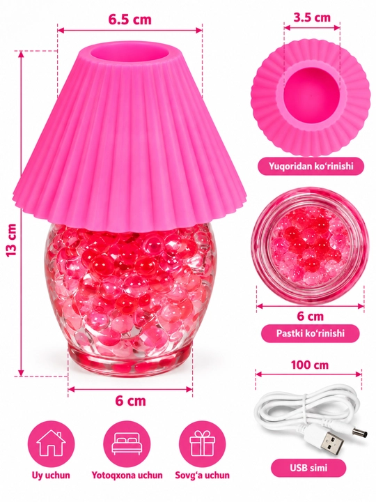 Rangli dekorativ svetilnik LED tungi chiroq USB lampa uy yotoqxona uchun - 