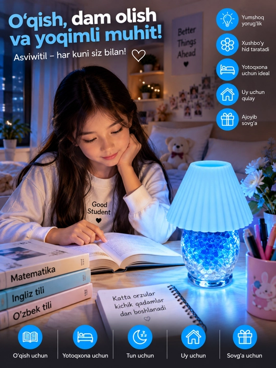 Rangli dekorativ svetilnik LED tungi chiroq USB lampa uy yotoqxona uchun