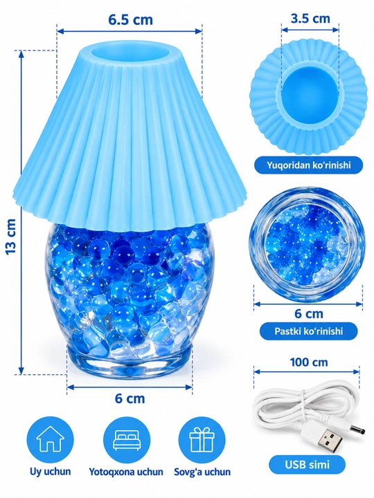 Rangli dekorativ svetilnik LED tungi chiroq USB lampa uy yotoqxona uchun