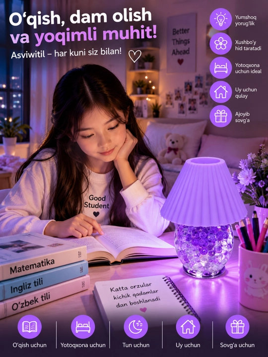 Rangli dekorativ svetilnik LED tungi chiroq USB lampa uy yotoqxona uchun