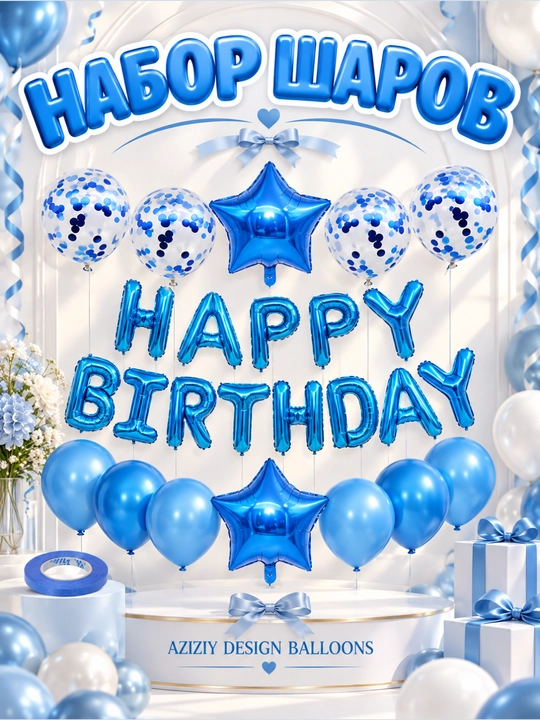 Гирлянда, с днем рождения, растяжка флажки Happy Birthday - 