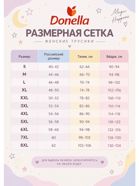 Donella ayollar ichki kiyimi, 3 dona to‘plam, 95% paxta, yumshoq va qulay