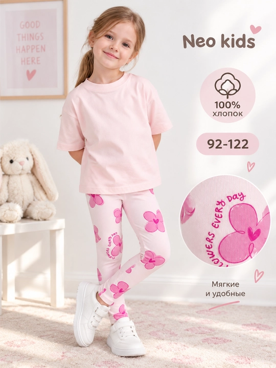 Лосины для девочки, Neo kids, 100% хлопок - 