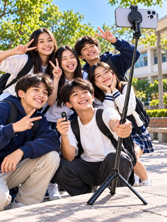 P160 MagSafe 1.54 m alyuminiy selfie tayoqcha-tripod — pultli, magnitli telefon ushlagich