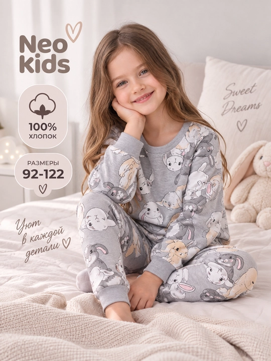 Пижама для девочки, Neo kids, 100% хлопок - 