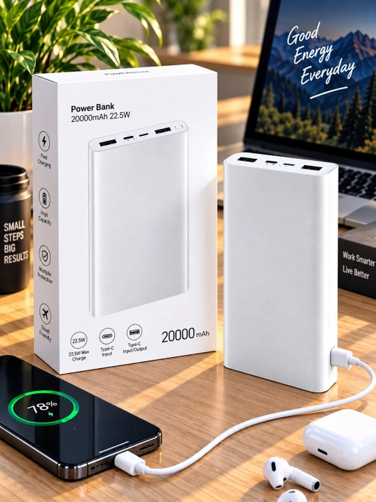 10000/20000 mAh Power Bank, 22.5W tezkor zaryad, Type-C kirish/chiqish bilan