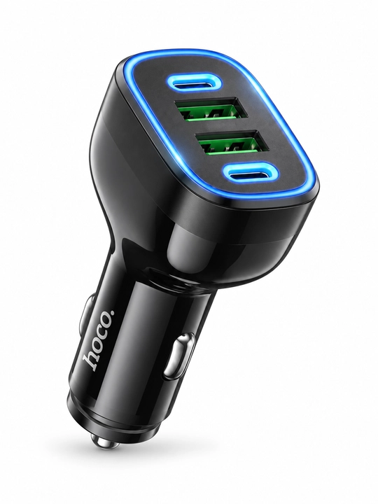 HOCO NZ11 avtomobil zaryadlovchi qurilma, 72W, 2 ta USB-C va 2 ta USB-A, tezkor zaryadlash