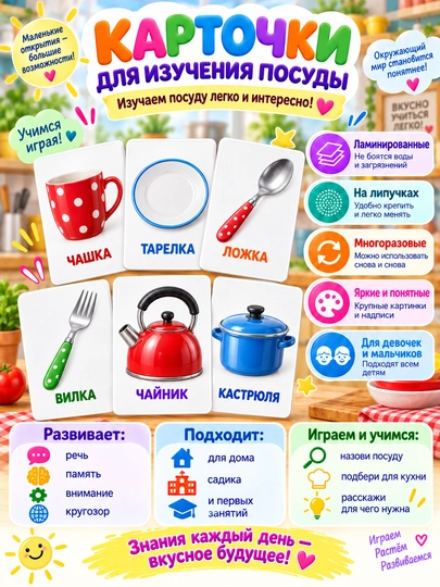 Rivojlantiruvchi bolalar kartochkalari Laminatsiyalangan, yopishqoqli / lipuchkali - 