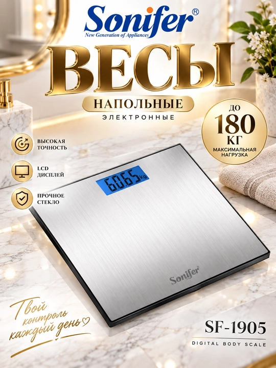 Электронные напольные весы,Sonifer SF-1905 фитнес-весы, домашние весы, до 180 кг - 
