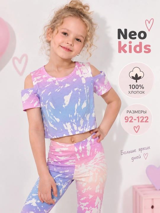 Футболка для девочки, Neo kids, 100% хлопок - 