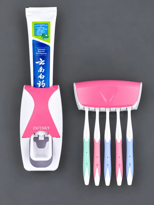 Tish pastasi uchun avtomatik dispenser + tish cho‘tkasi ushlagichi - dozator - 