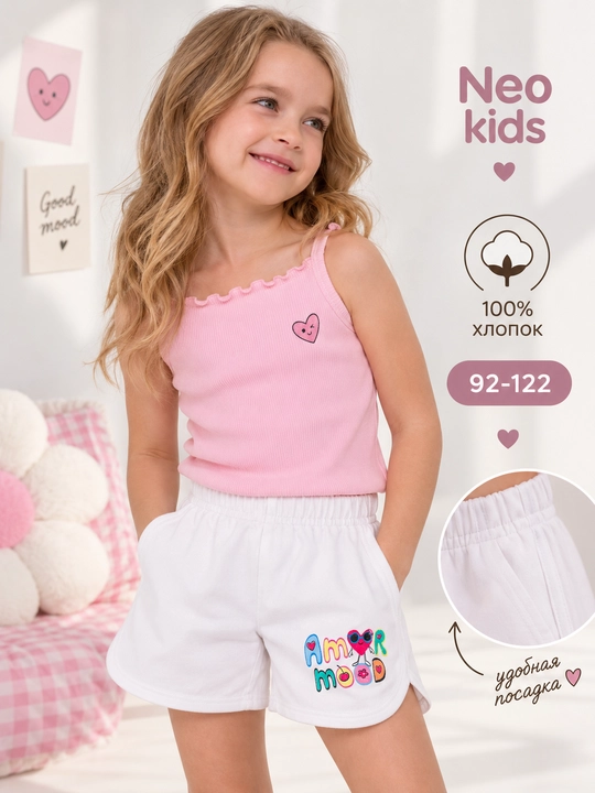 Qizlar shorti, Neo kids, 100% paxta - 