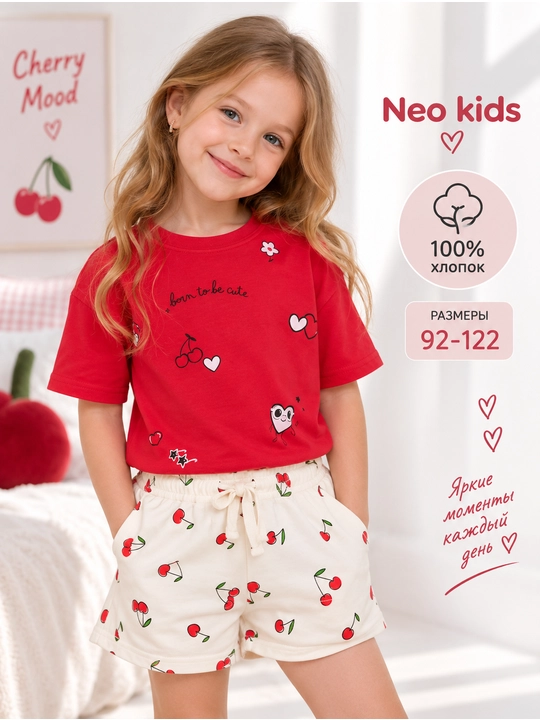 Qizlar shorti, Neo kids, 100% paxta - 