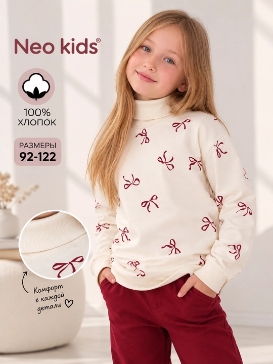 Водолазка для девочки, Neo, kids 100% хлопок - 