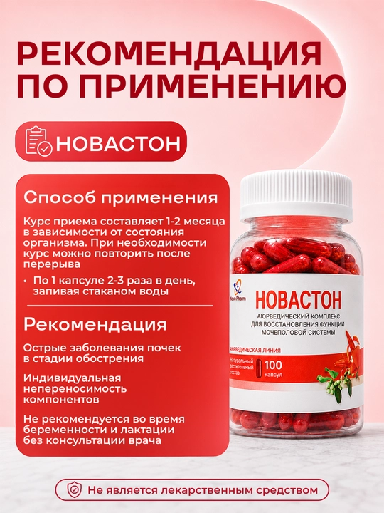 Новастон 100 капсул от камней в почках, БАД для мочевой системы, от цистита, витамин