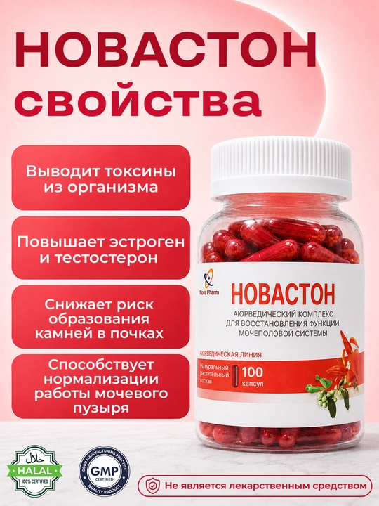 Новастон 100 капсул от камней в почках, БАД для мочевой системы, от цистита, витамин