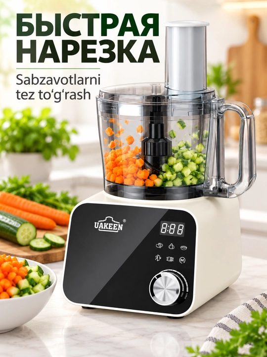 Uakeen elektr sabzavot to'g'ragich oshxona kombayni maydalagich